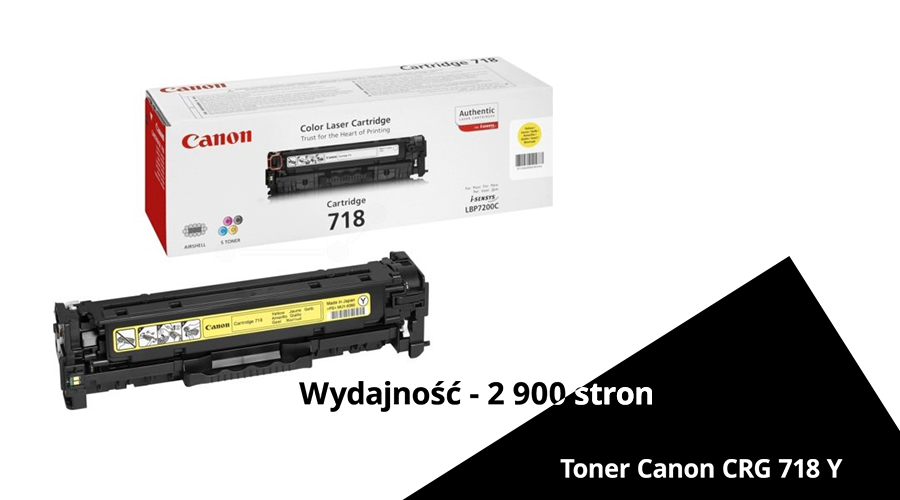 Toner oryginalny Canon CRG 718 Y (yellow). Wydajność 2900 stron A4